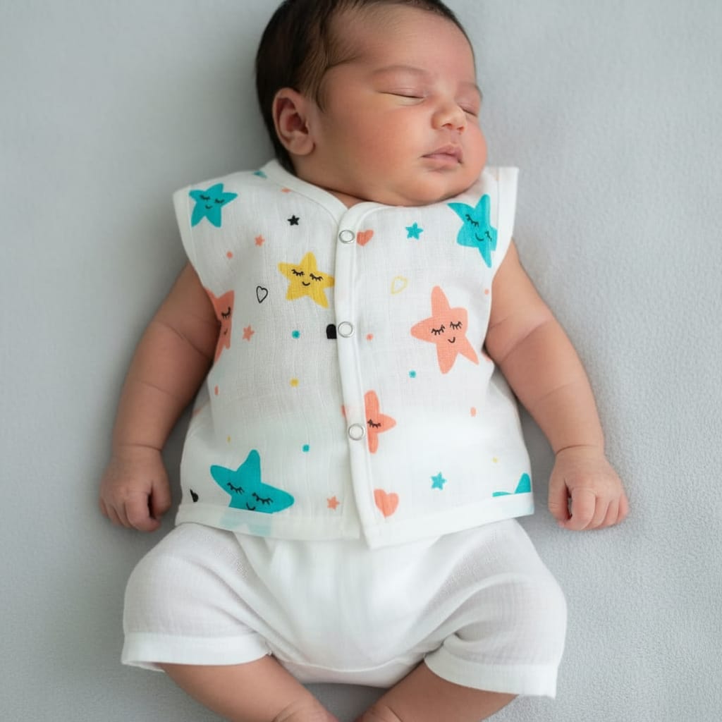 Dreamy Stars Baby Muslin Cotton Vest