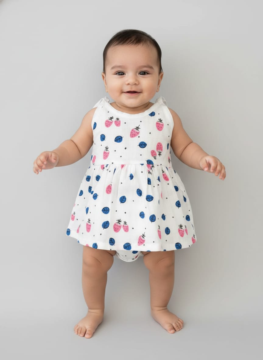 Baby Girl Knot Style Muslin Frock Pack of - 1