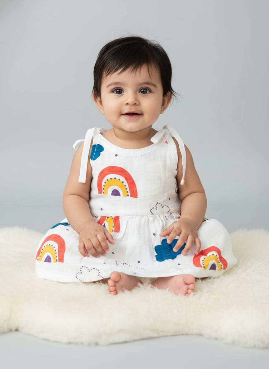 Baby Girl Knot Style Muslin Frock Pack of - 1
