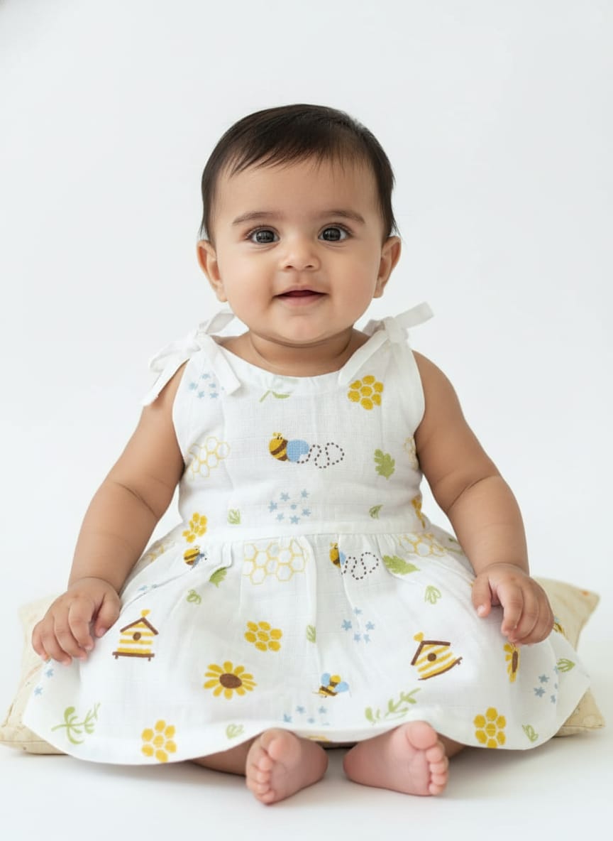 Baby Girl Knot Style Muslin Frock Pack of - 1