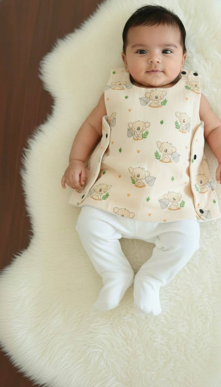 Muslin Button Jabla 0 to 6 Months babies pack of -1