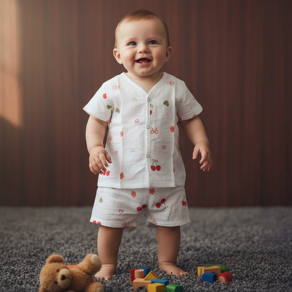 Baby Boy Muslin Half Sleeve Jabla Set Pack of - 1
