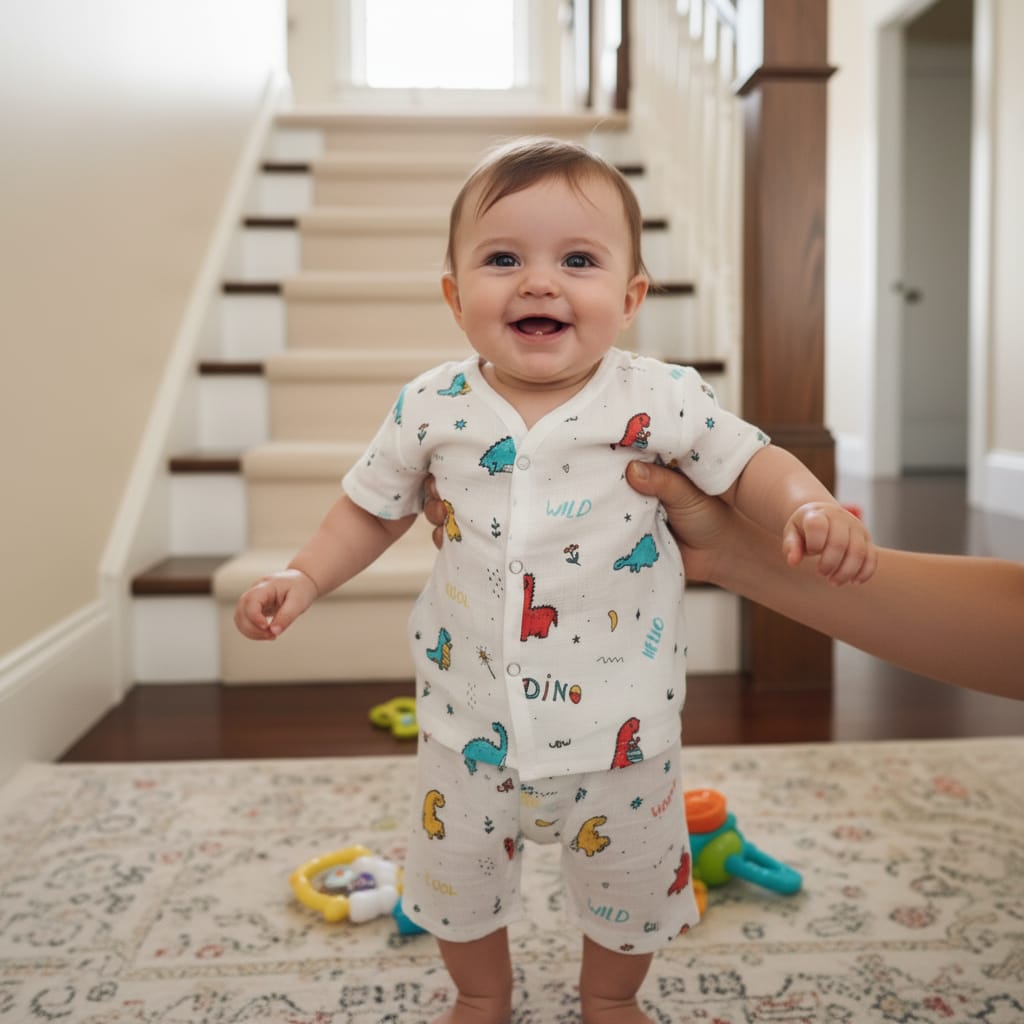 Baby Boy Muslin Half Sleeve Jabla Set Pack of - 1