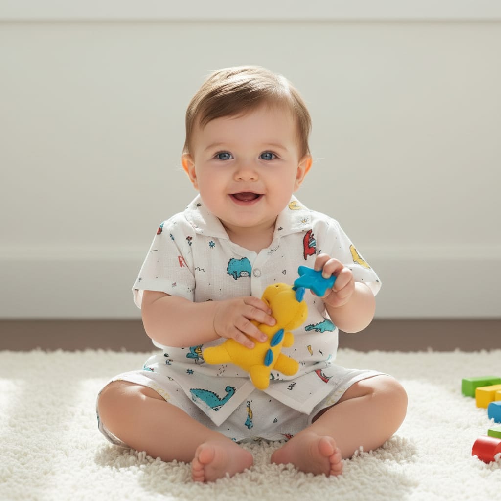 Baby Boy Muslin Half Sleeve Jabla Set Pack of - 1
