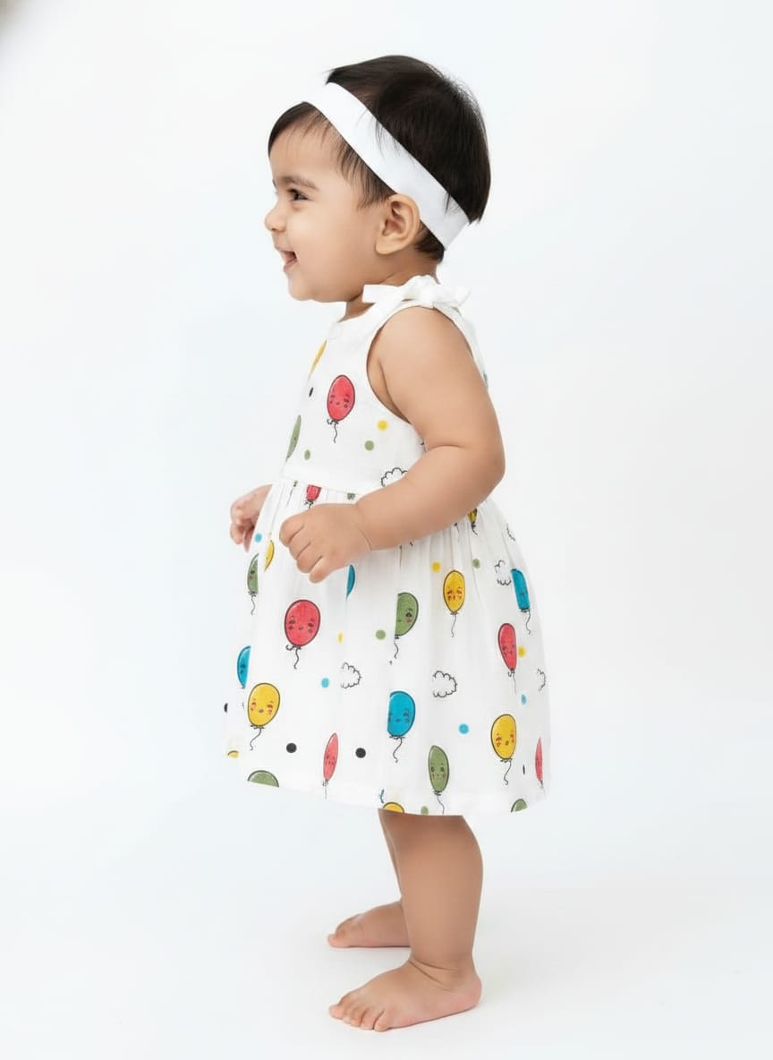 Baby Girl Knot Style Muslin Frock pack of - 1