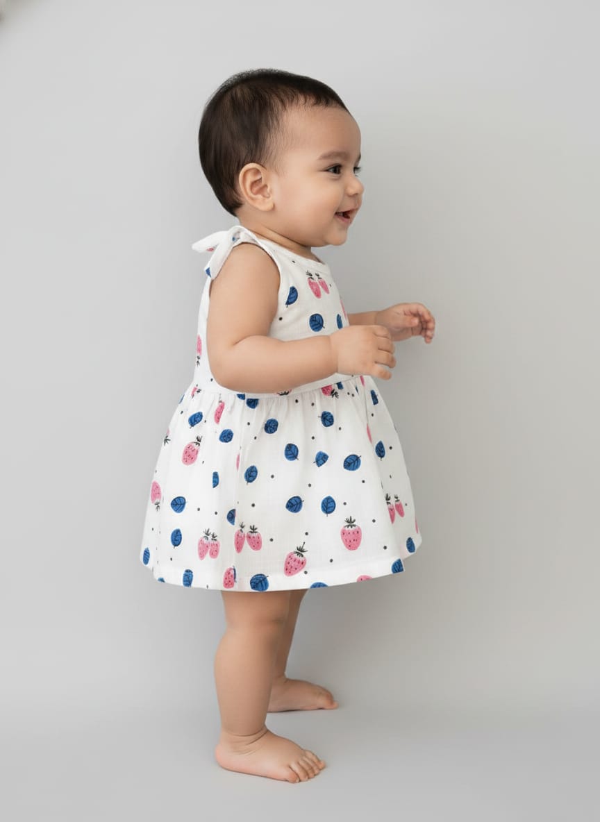 Baby Girl Knot Style Muslin Frock Pack of - 1