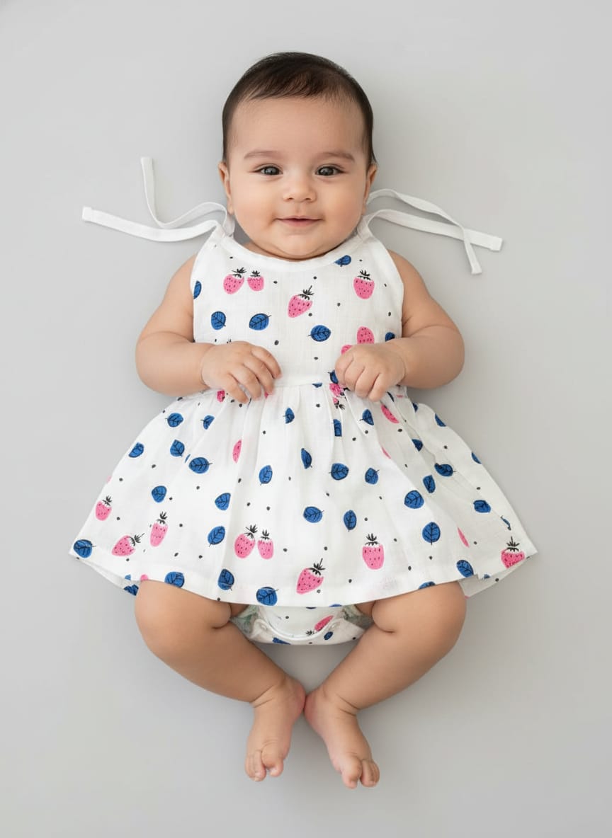 Baby Girl Knot Style Muslin Frock Pack of - 1