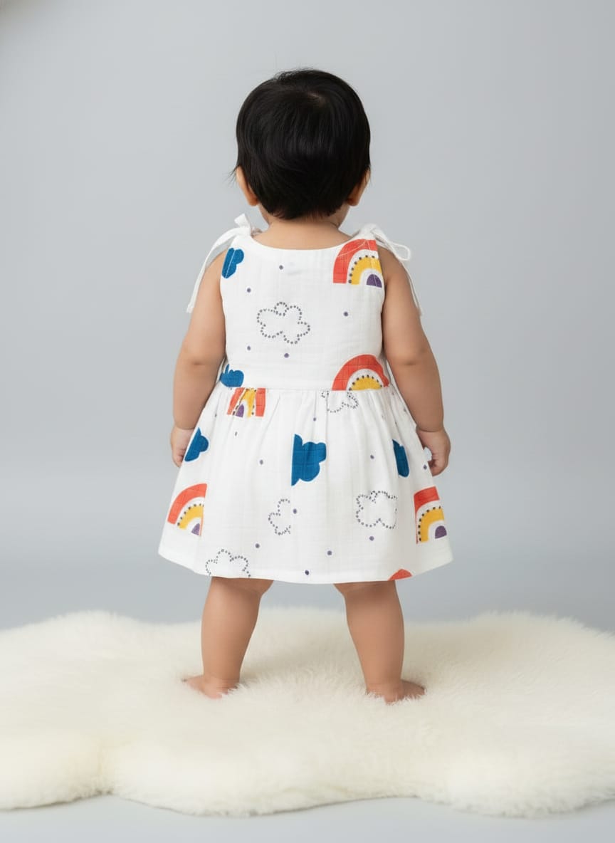 Baby Girl Knot Style Muslin Frock Pack of - 1