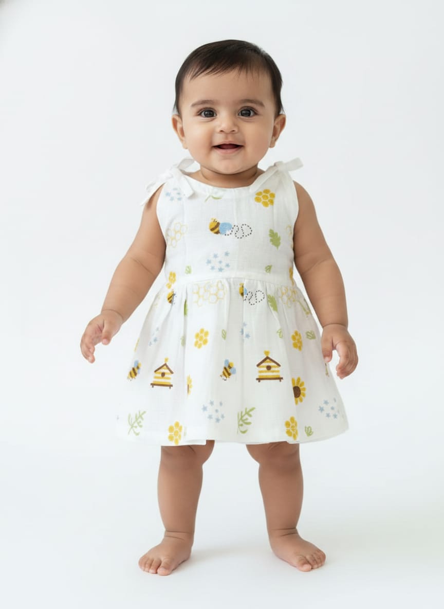 Baby Girl Knot Style Muslin Frock Pack of - 1