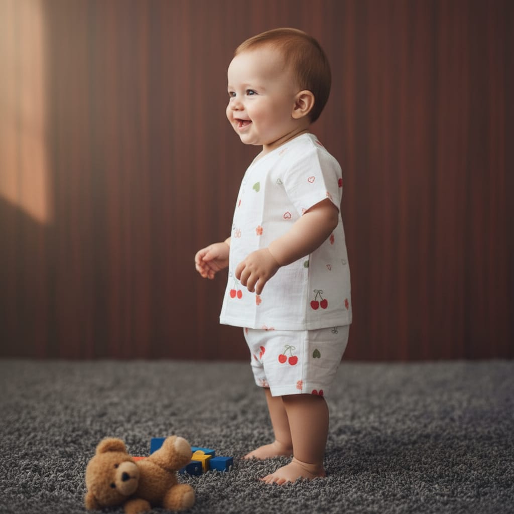 Baby Boy Muslin Half Sleeve Jabla Set Pack of - 1