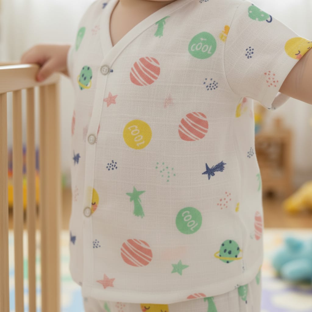 Baby Boy Muslin Half Sleeve Jabla Set Pack of - 1