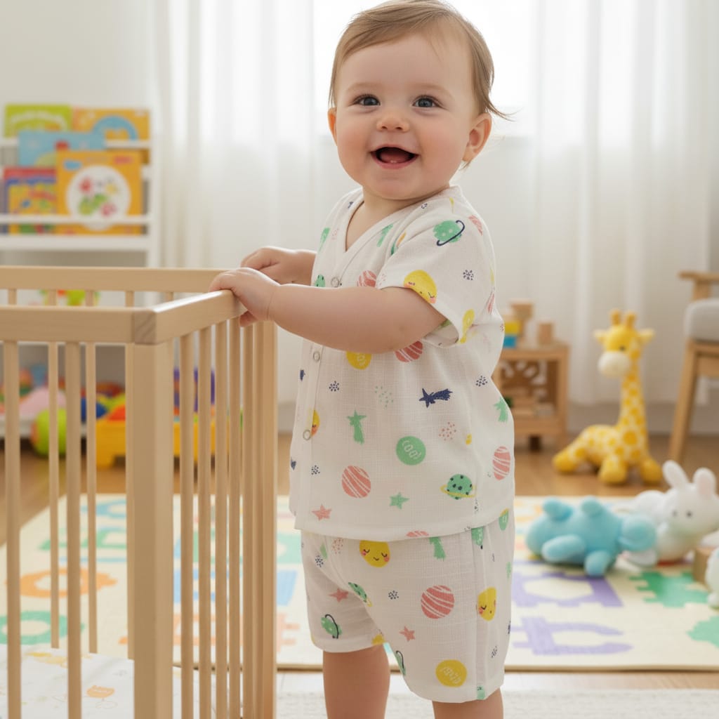 Baby Boy Muslin Half Sleeve Jabla Set Pack of - 1