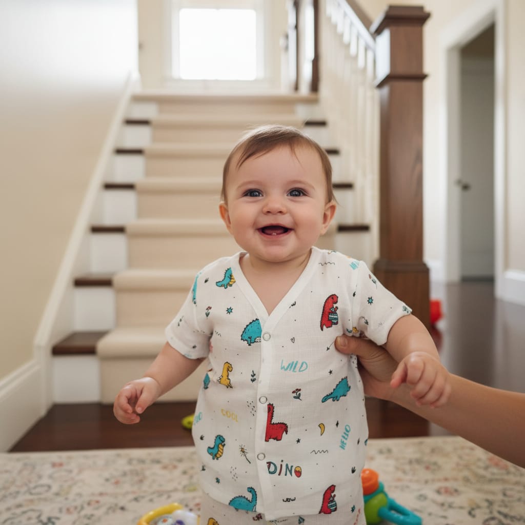 Baby Boy Muslin Half Sleeve Jabla Set Pack of - 1