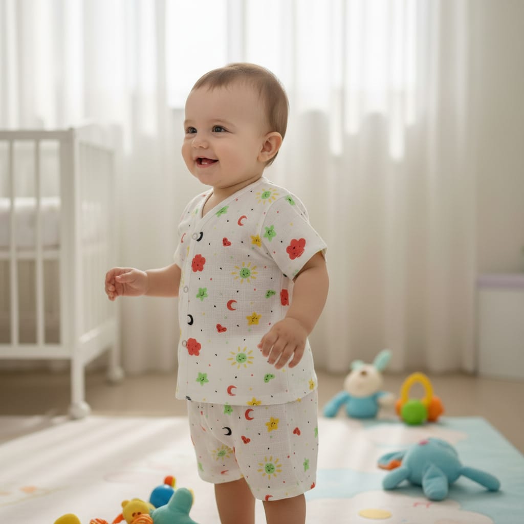 Baby Boy Muslin Half Sleeve Jabla Set Pack of - 1