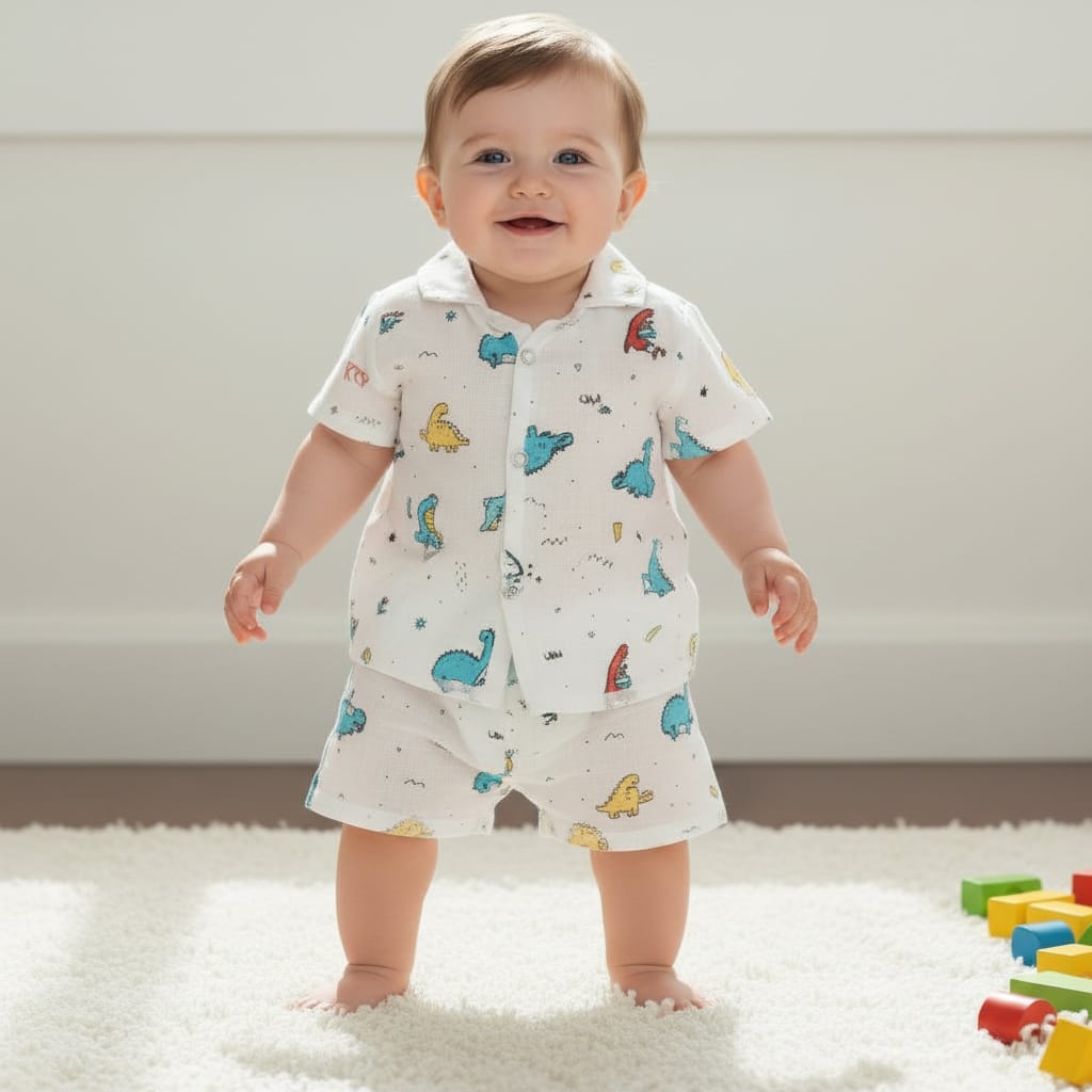 Baby Boy Muslin Half Sleeve Jabla Set Pack of - 1